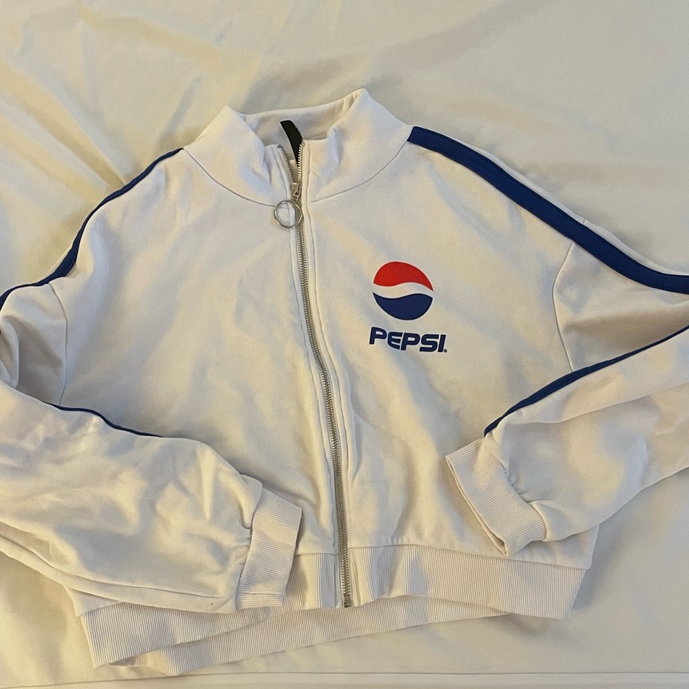 H&M, Pepsi, L, white zip-up sweatshirt